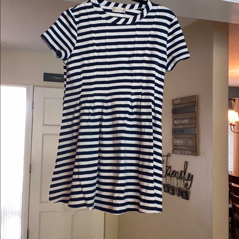 Navy & White Babydoll Dress